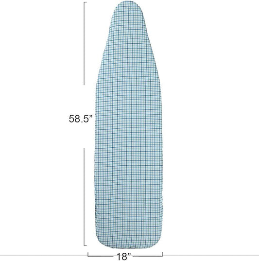 Household Essentials Deluxe Ironing Board Replacement Pad and Cover, White and Blue Grid Pattern