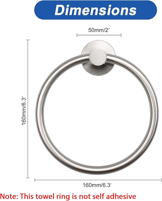 NearMoon Bath Towel Ring, Bathroom Hardware Accessories-Thicken Stainless Steel Hand Towel Holder for Bathroom, Modern Round Towel Hanger Wall Mounted (Brushed Nickel, 1 Pack)