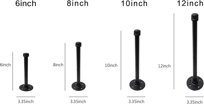 1/2" Industrial Black Iron Pipe Shelf Brackets, Rustic Wall Mounted DIY Shelving Bracket Hanging Custom Pipe Brackets for Floating Shelves (6 Inch, Piece, 4)