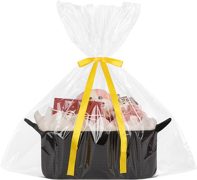 Basket for Gifts Empty, Woven Storage Basket with Gift Bag, Ribbon and Wrap Tissue Paper, Small Rope Toy Storage with Handles for Baby Shower, Dog Toy Organizer, 13.6" x 10" x 5.9”