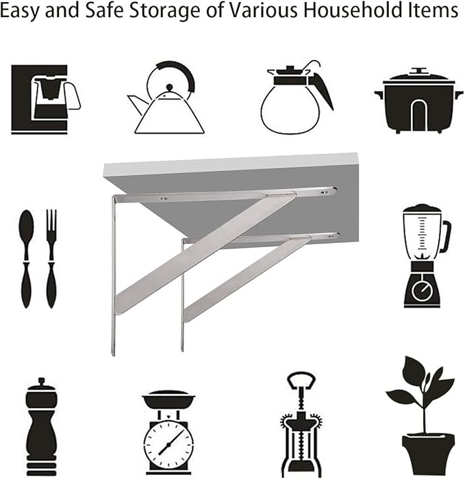 YUMORE 14" Stainless Steel Shelf Bracket, Max Load: 550lb Heavy Duty Solid Shelf Support Corner Brace Joint Right Angle Bracket, Pack of 2