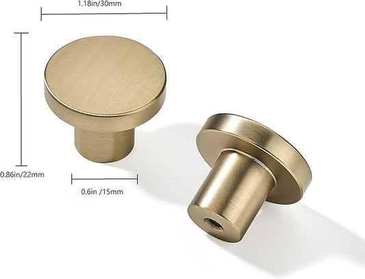khtumeware 30 Pack Champagne Bronze Cabinet Knobs - 1-1/5 Inch Satin Brass Round Drawer Pulls for Kitchen Cabinet Hardware Dressers Knobs and Closets