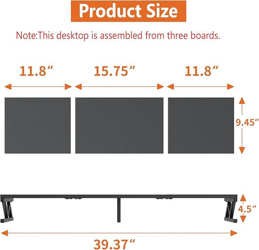 Dual Monitor Stand Riser, Large Wood Monitor Lift with Storage, Sturdy Wood&Steel Multi Screen Stand, Desktop Organizer