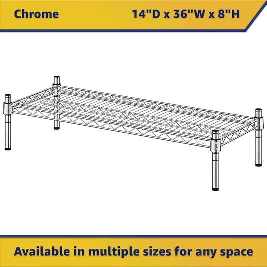 14" x 36" x 8" Chrome Wire Storage Shelf, Dunnage Rack, Commercial 1 Tier Small Shelf