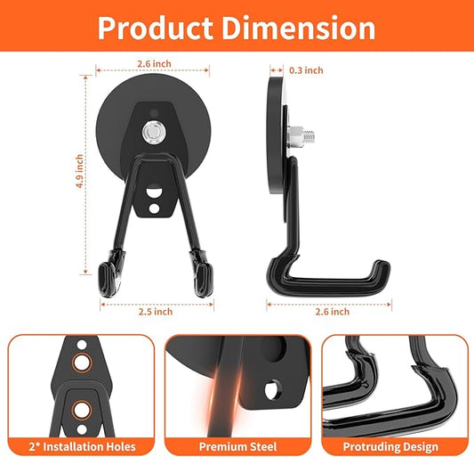 ENUODA Strong Magnetic Hooks Heavy Duty Upgraded Magnets with Hooks Magnetic Garage Hooks for Hanging Shovel, Broom, Wreath, Garden Tool, Toolbox, Shed, Gargae, Locker, 4PCS