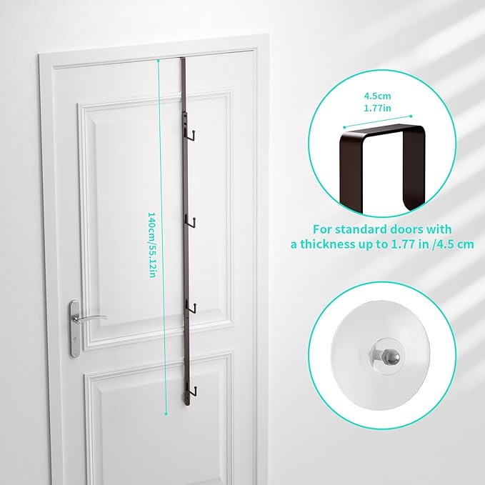 HapiRm Over Door Hat Rack - 4 Packs Metal Hanging Hat Organizer with 16 Hooks Design, Baseball Cap Hanger Organizer Storage Holds up to 80 Caps for Door, Bedroom, Closet(Brown)