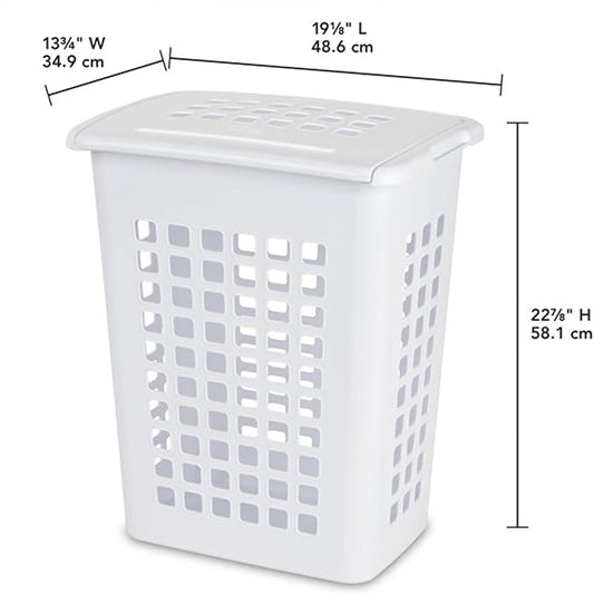 Sterilite Rectangular LiftTop Laundry Hamper with Lid, Handles to Easily Carry Clothes Between the Laundry Room and Bedroom, Plastic, White, 8-Pack