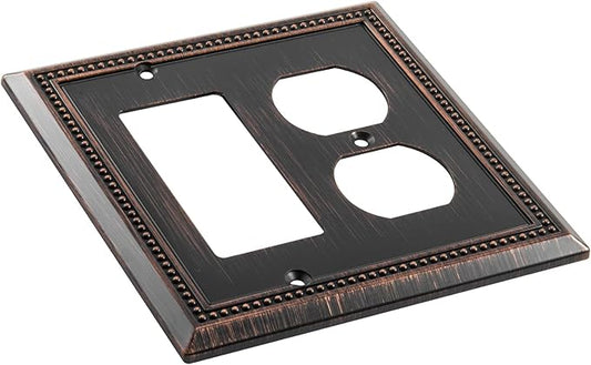 Henne Bery Sunken Pearls Heavy Duty Decorative Wall Plate Switch Plate Outlet Cover (Decorator/Duplex, Aged Bronze)