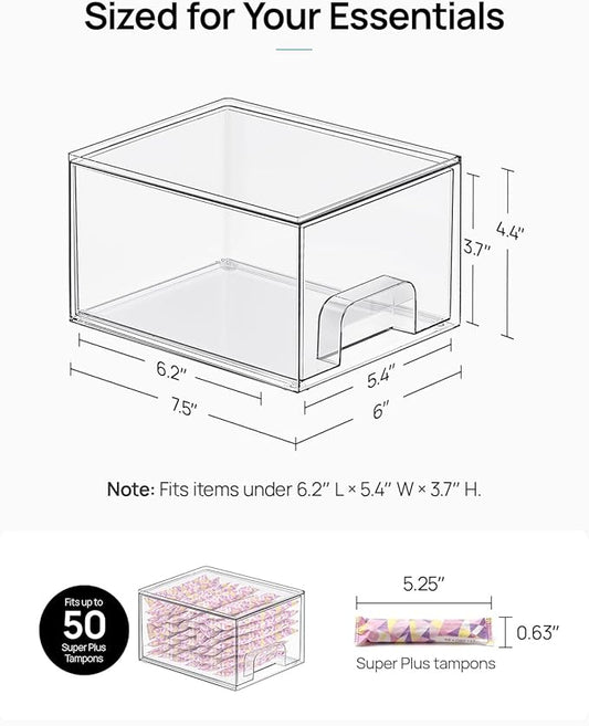 Vtopmart 10 Pack Clear Small Stackable Storage Drawers,Acrylic Bathroom Makeup Organizer,Plastic Storage Bins For Vanity, Undersink, Kitchen Cabinets, Pantry, Home Organization