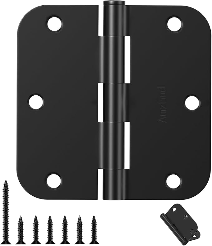 Door Hinges Matte Black - 108 Pack Black Door Hinges 3.5 Inch Rounded Interior Door Hinge with 5/8" Radius Corners - Black Hinges for Doors 3 1/2 Inches Flat Iron Residential Door Hardware