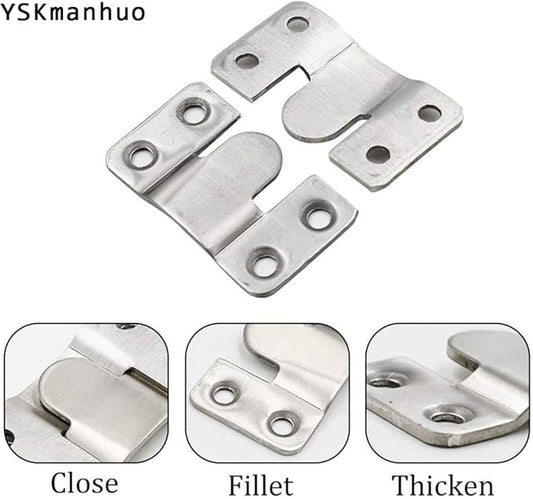 4 Pairs Flush Mount Bracket,Interlocking Furniture Connector,Stainless Steel Heavy Duty Photo Frame Hook Picture Hanger for Large Picture Display Art Gallery Wall Mount Hardware (Large-4 Pairs)