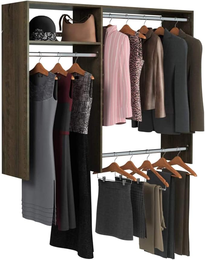 Easy Track Closet & Pantry Systems 3'-5' W Basic Hanging Kit Closet Storage, Truffle