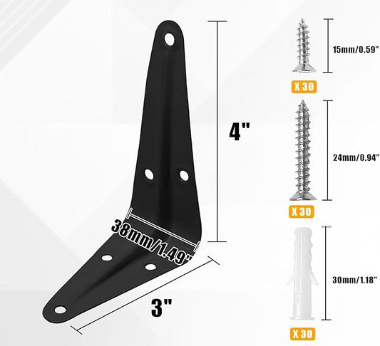 10 Pcs Shelf Brackets, 3 x 4 Inch Black Heavy Duty Metal Wall Corner Angle Shelving for Wall Hanging Shelves with Wall Anchors and Screws(Black)