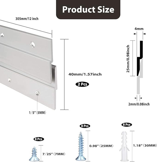 French Cleat Picture Hanger, Aluminum Z Hanger Interlocking Wall Mounting Bracket Hardware Kit Z Clips for Hanging Wall Painting, Mirrors, Panels, Artwork, Cabinet, Whiteboard (12inch-2Pairs)