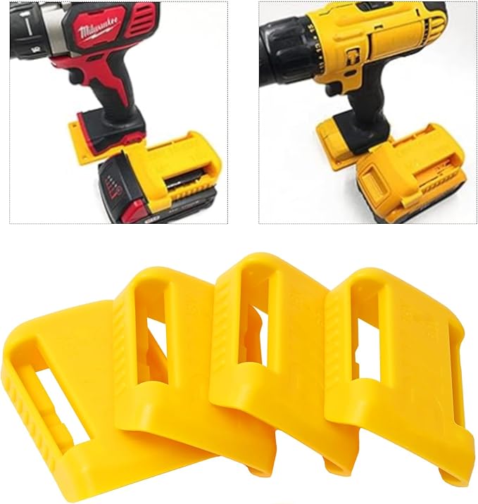 20pas Tool Holders and Battery Holder for Dewalt 20v Wall Mount Hanger Battery Drill Tool Storage Shelf for Milwaukee M18(Yellow)