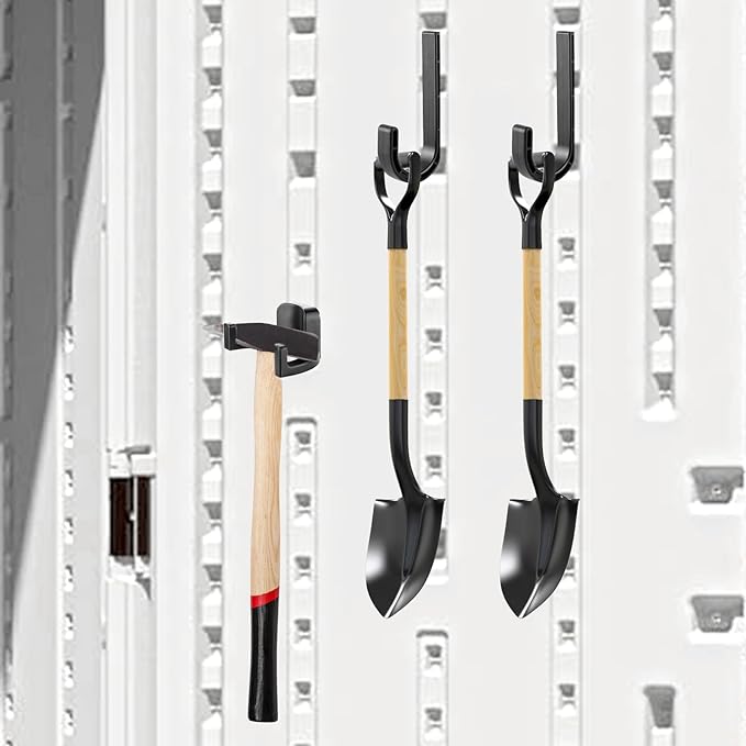 6 Packs Storage Shed Hooks Compatible with Suncast/Craftsman Shed, U-Shape and J-Shape Storage Shed Shelves Accessories for Organizing Tool, Ladders, Bulk Items