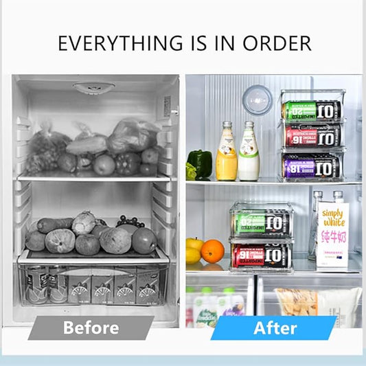 Xicennego Large Stackable Soda Can Organizer for Refrigerator, Fridge Can Organizer Dispenser for Tall Cans of 500ml/17oz, Beverage Can Holder for Refrigerator, Pantry, Cupboard