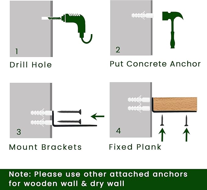 6 Pack Heavy Duty Shelf Brackets 6 inch, Floating Shelf Brackets(1/5”-Thick), L-Shaped Wall Shelf Bracket Hidden & Decorative Shelf Bracket Black