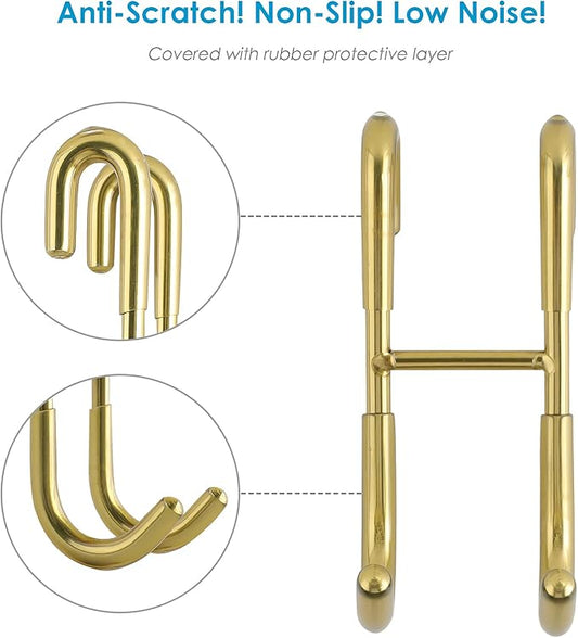 Simtive Squeegee Hooks for Towel Bathroom Frameless Glass Shower Door (2-Pack), Gold