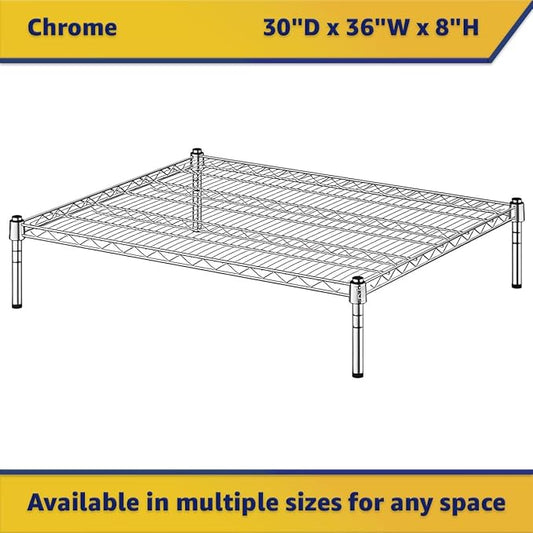 30" x 36" x 8" Chrome Wire Storage Shelf, Dunnage Rack, Commercial 1 Tier Small Shelf