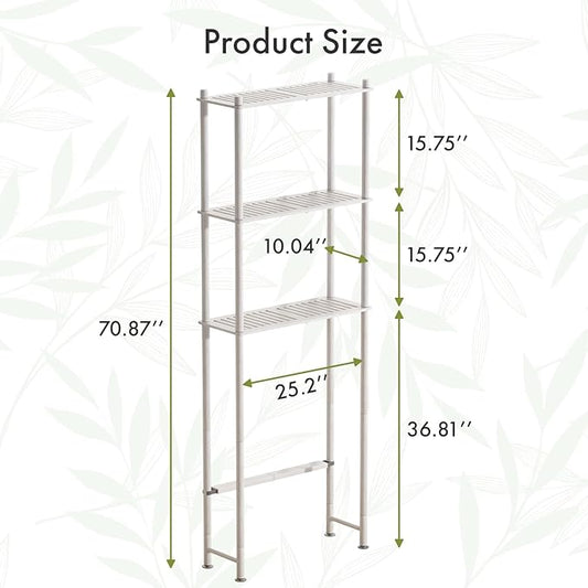 AmazerBath Over The Toilet Storage Bamboo, Bathroom Over Toilet Organizer Rack, 3-Tier Over Toilet Shelf, Space Saver, White