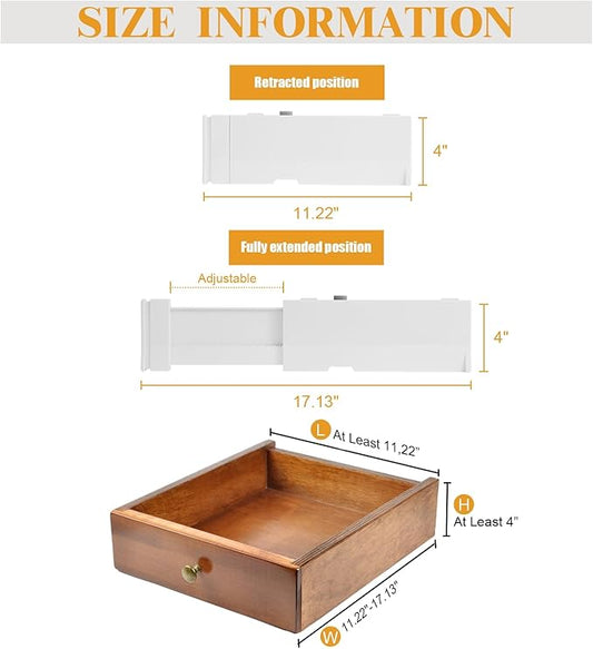 8 Pack 4" High Drawer Dividers, 11"-17" Expandable Drawer Organizer For Clothes, Dresser Drawer Organizer, Warm White Drawer Separators for Baby Clothes, Vanity, Cosmetic, Kitchen and Office Storage