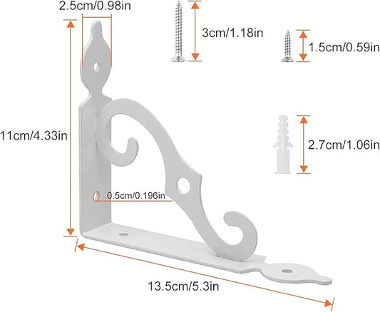 Acrux7 5.5 x 4.3 inch Decorative Shelf Brackets - 12 Pack Heavy Duty White Metal L Brackets with Screws