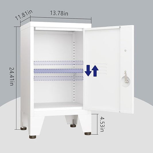 24.4" H Metal Locker Storage Cabinet with 1 Doors, Pantry with Shelves, Storage Cabinet with Adjustable Leveling Foot for Kitchen, Employees, Office, Kids Locker