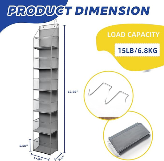 6-Tier Over The Door Hanging Organizer - Multi-Purpose Closet Storage Shelf for Bathroom, Bedroom, Nursery, Pantry(Grey)