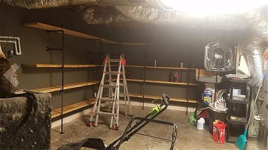 (68" Tall,10"deep)Industrial Wall Mount Iron Pipe Shelf Shelves Shelving Bracket Vintage Retro Ceiling Hung shelf Black DIY Open Bookshelf Storage offcie Room Kitchen (2PcsX5Tier,Hardware Only)