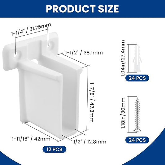 12 Pcs Wire Shelf End Bracket, Heavy Duty Wall Mount White Plastic Closet Shelves Brackets for Shelves Closet (Fasteners Included)