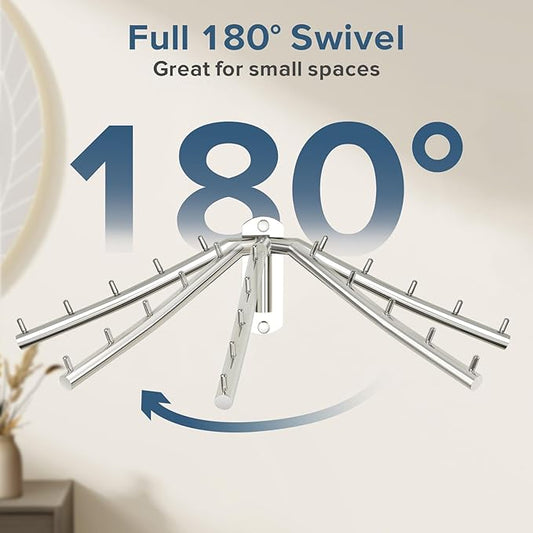 Alise Wall Mounted Drying Rack,Swivel Clothes Drying Rack Stainless Steel,Space Saving Clothes Hanger Rack,Heavty Duty Clothes Wall Drying Rack for Laundry Closet Bathroom,Polished Chrome,2 Pack