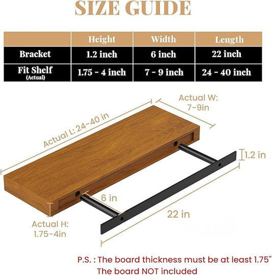 Floating Shelf Bracket Heavy Duty Shelving Brackets,Decorative Floating Shelf Hardware Black,Hidden Metal Shelf Support Bracket Heavy Duty Floating Mantel Bracket,200lbs(22X6X1.2-Metal Jig)