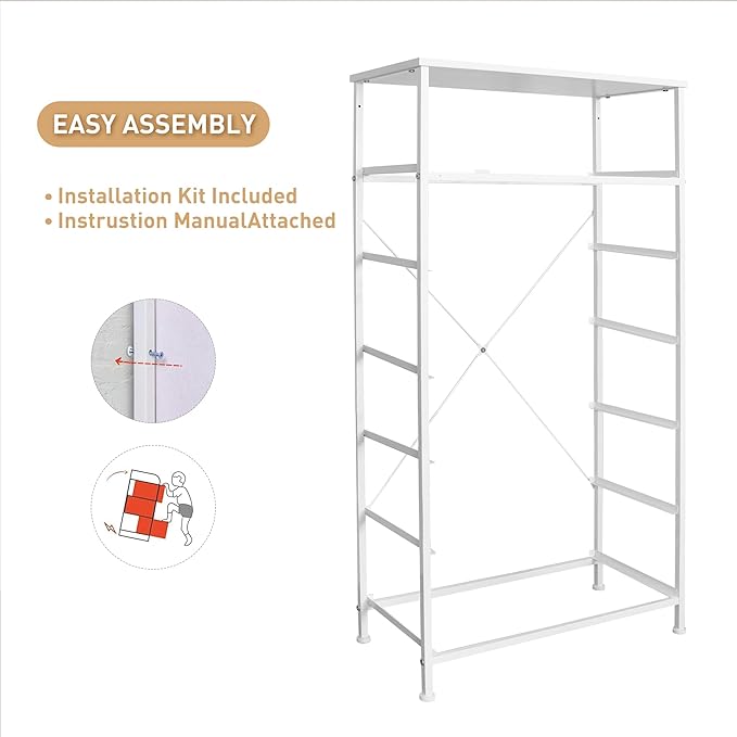 Mifuro Tall Dresser for Bedroom, Vertical Storage Organizer Tower with 7 Drawers, Chest of Drawers with Fabric Bins, Steel Frame, Wood Top for Bedroom, Closet, Entryway- Light Grey