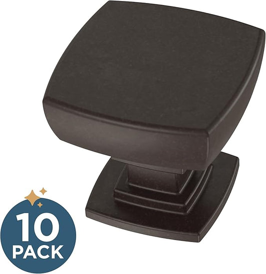 Franklin Brass (10-Pack) – Square Deep Bronze Cabinet Knobs for Dressers, Drawers, Kitchen Cabinet Door, Vanity, Furniture, Closet Knobs, 1-1/8 Inch | Parow