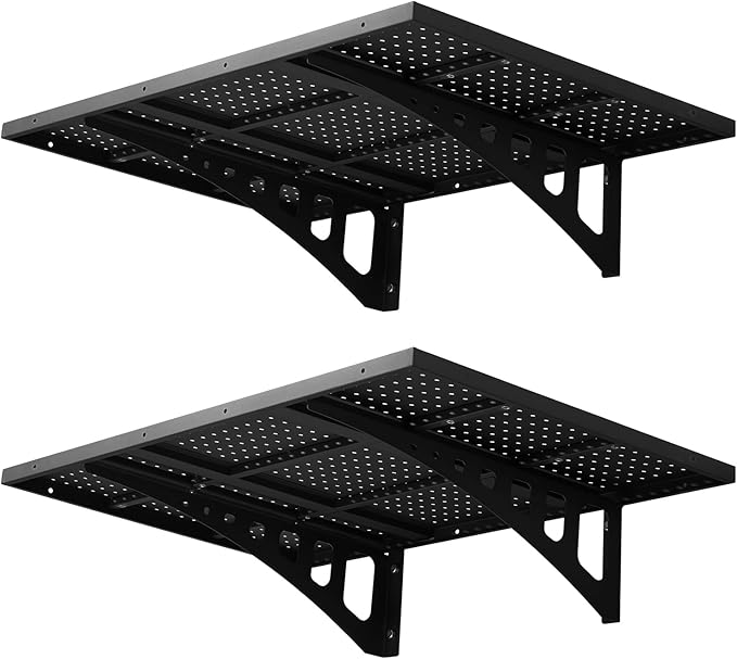 VEVOR 2-Pack Heavy Duty Garage Wall Shelving, 2 x 3 ft Steel Wall Mounted Shelving Unit, 24 x 36 Inch Per Shelf Floating Storage Metal Rack for Garage with 560 lbs Total Weight Capacity