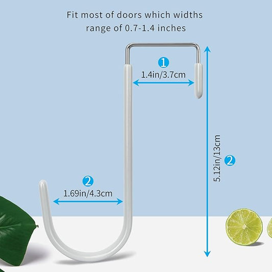 FYY Over The Door Hooks, 4 Pack Door Hangers Hooks with Rubber Prevent Scratches Heavy Duty Organizer Hooks for Living Room, Bathroom, Bedroom Hanging Clothes, Towels, Hats, Coats, Bags Silver