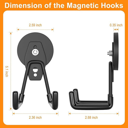 ENUODA Strong Magnetic Hooks Large Rare Earth Magnet Hooks Heavy Duty Utility Magnetic Tool Holder for Garage Organization, Van, Barn, to Hang Bag, Coat, Power Tool, Toolbox, Shovel, Broom,6 Pack
