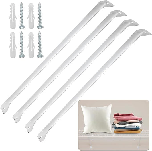 Uenhoy 4 Pack White 12 Inch Support Brackets for Wire Shelving, Wire Shelf Brackets Closet Shelf Bracket for Wardrobe Closet Support, with Anchors and Screws