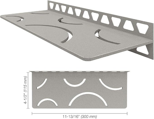 Schluter Rectangular Shelf for Tiled Walls - 4mm Thick, Curve Design, Aluminum Material, Stone Grey Finish - SWS1D6TSSG