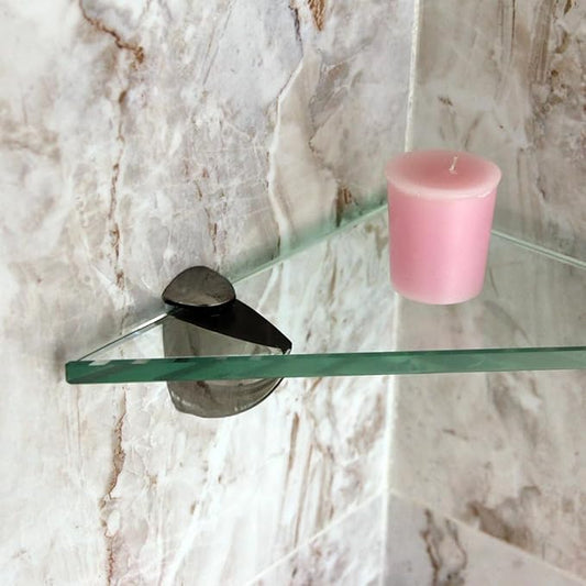 Dulles Glass Floating Shelf Brackets, Adjustable Clamps Heavy Duty, Brushed Nickel, For Glass, Wood, Acrylic Wall Mounted Shelf Support. 2 Pack.