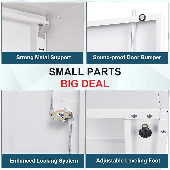 MIIIKO Lockable Storage Cabinet, Small Metal Garage Cabinet with Doors and Shelves, 35.4" Height Base Locker Cabinets 2 Doors