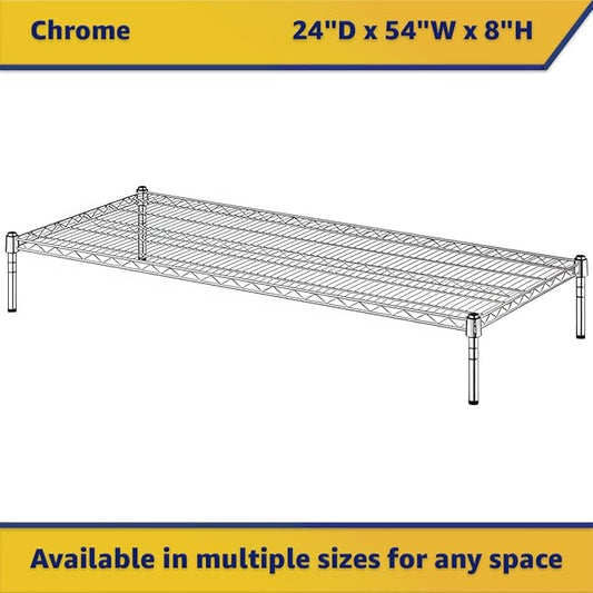 24" x 54" x 8" Chrome Wire Storage Shelf, Dunnage Rack, Commercial 1 Tier Small Shelf