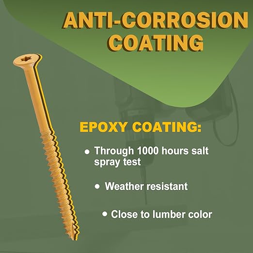 LIONMAX Deck Screws #14 x 7 Inch, 100 PCS, Long Wood Screw, Rust Resistant, Exterior Epoxy Coated for Outdoor Decking, Torx/Star Drive Head, T30 Star Bit Included