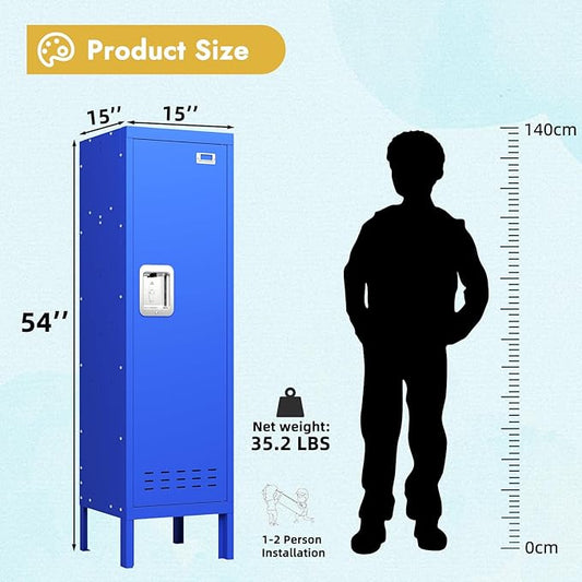 Metal Kids Locker,Metal Cabinet Storage Lockers,Lockable for Employees with Door,54" Height Steel Locker,Lockable Steel Locker for Children's Room, Playroom, School,Gym