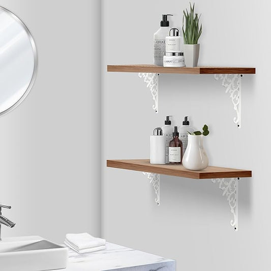 Z Metnal Decorative Shelf Brackets, White Cast Wrought Iron Metal Mailbox Bracket, 90° Right Angle Victorian Brackets, Wall Decor, Modern Shelving Bracket for DIY Floating Shelves, 2 Pcs