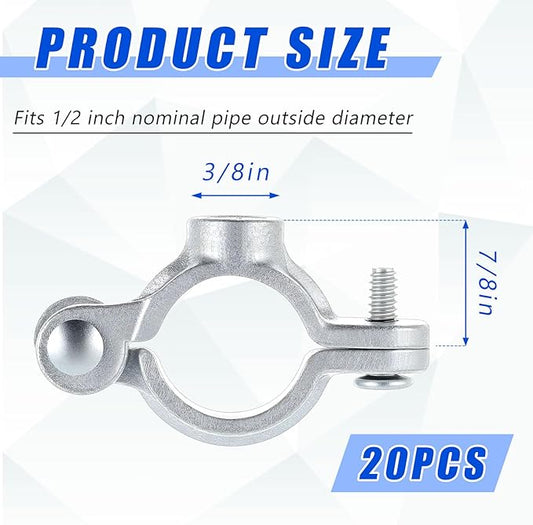 20 Pack 1/2" Split Ring Pipe Hanger for Thread Rod Galvanized Iron Mounting Bracket Support for Tubing Wall Ceiling Mount Combination Industrial Decor