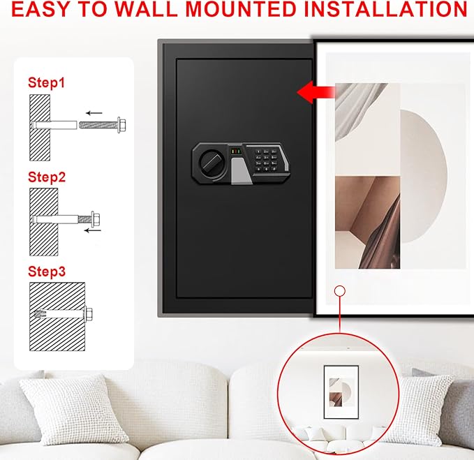 5.2 Cuft Large Safes for Home Use Water and Fireproof, Digital Security Fire Safe Box with Programmable Keypad, Spare Keys & Removable Shelf, Anti-Theft Document Safe for Money, Medicine and Valuables