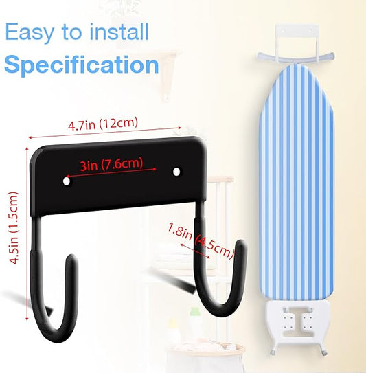 2 Pack Ironing Board Wall Mount Ironing Board Hanger Wall Mount for Laundry Rooms,Black