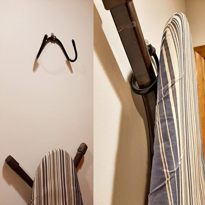 Pmsanzay Ironing Board Hanger Wall Mount Ironing Board Holder Organizer Wall Rack Iron Board Caddy, Adjustable Rack Great for Laundry Rooms Storage Rack Hanging Shelf Hanger - Hold up to 50LB.